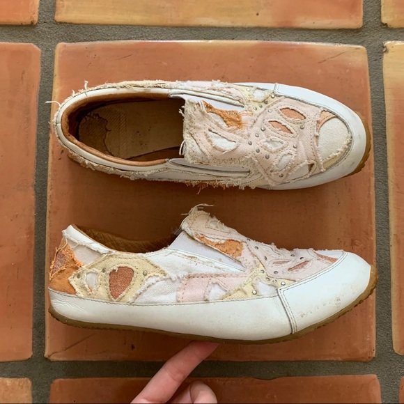 Medium Shoes - Slip-On Distressed Leather Women’s Sneakers 7.5